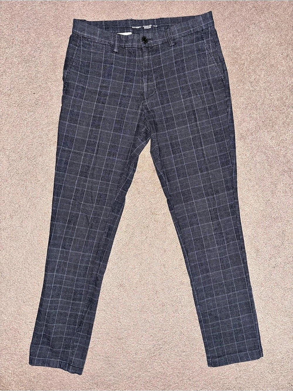 Old Navy Ultimate Slim Built-In Flex Plaid Chino Pants Blue Waist 30x32